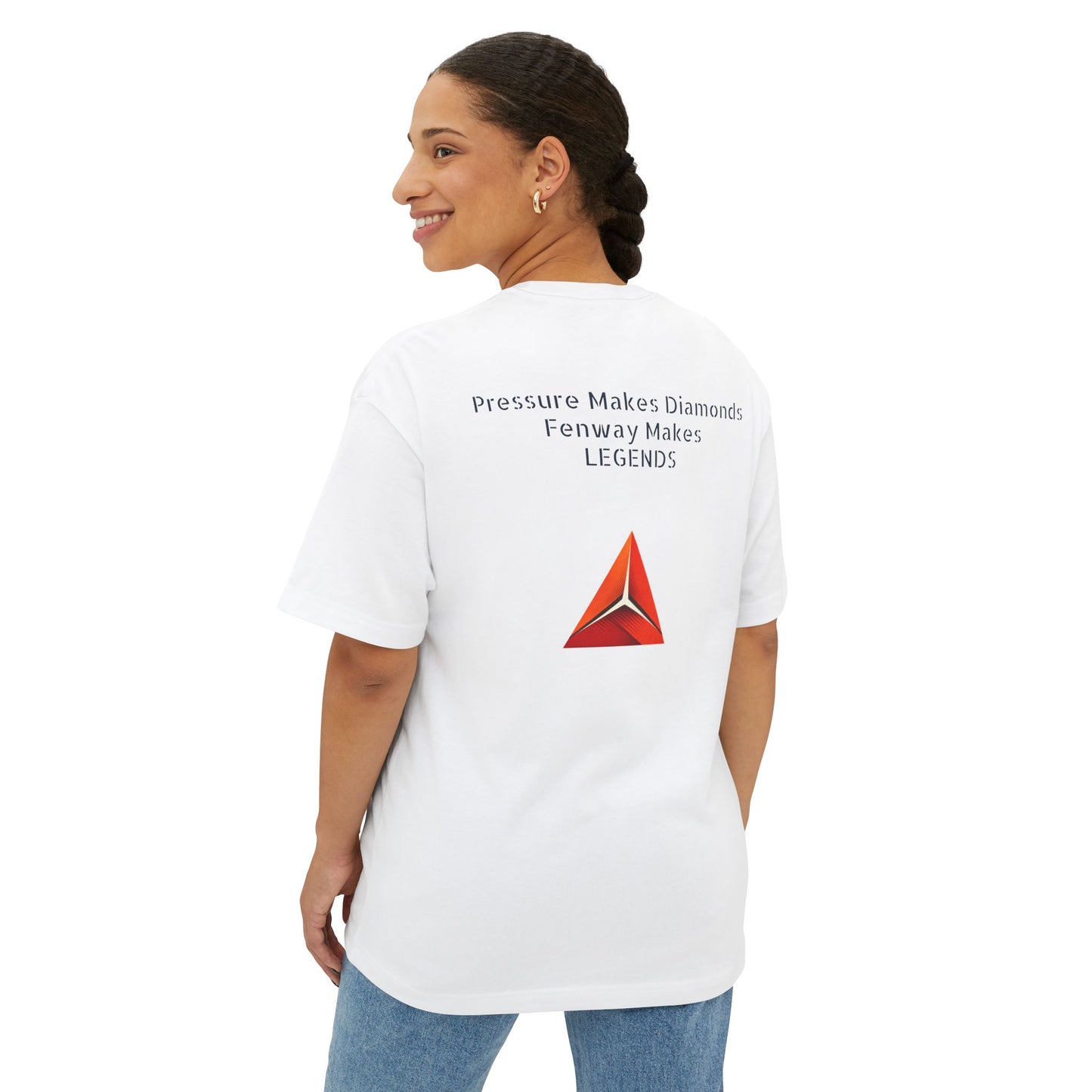 Boxy Tee — 'Pressure Makes Diamonds, Fenway Makes Legends' Minimal Logo T-Shirt