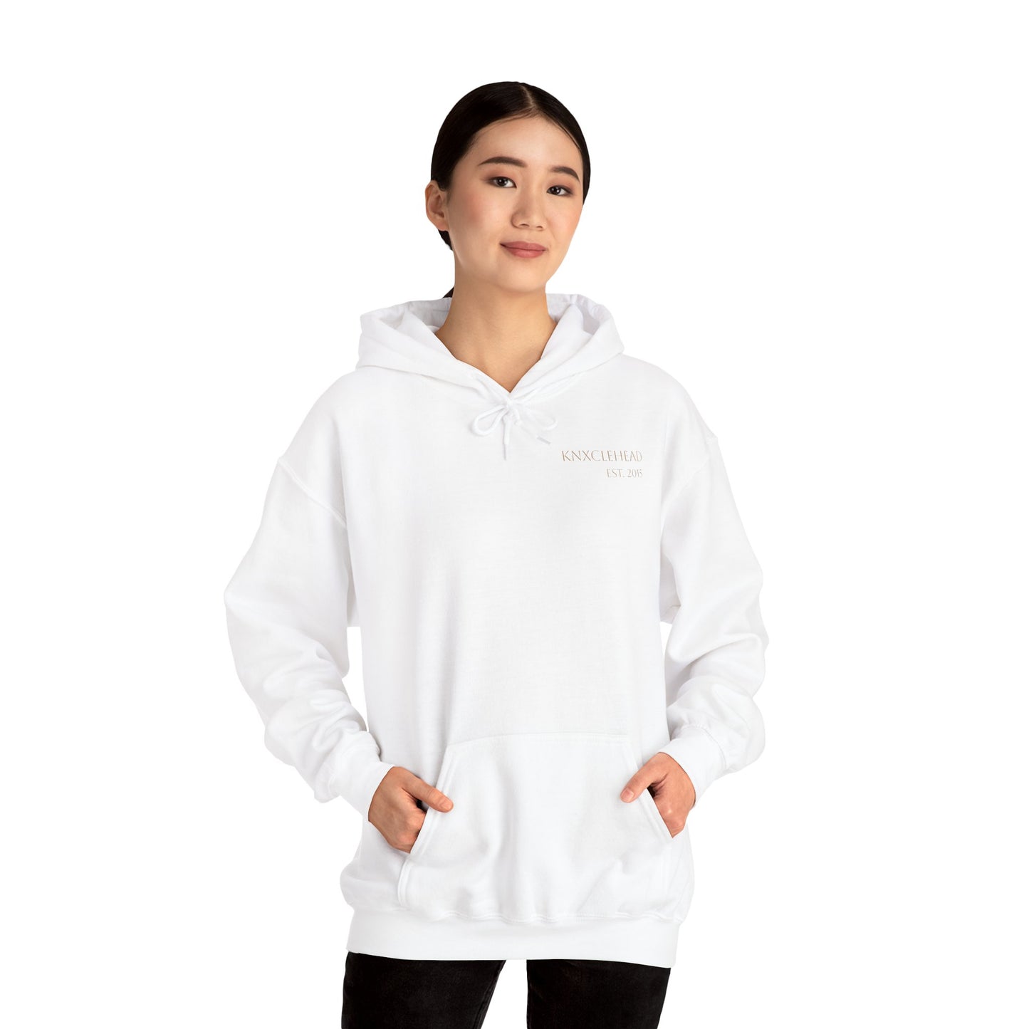 Hoodie — Minimal 'KNXCLEHEAD' Lightweight White Pullover
