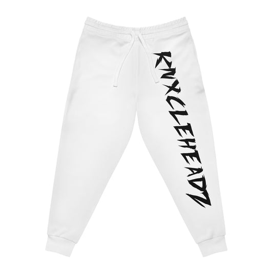 Athletic Joggers — White Side Script Logo Sweatpants