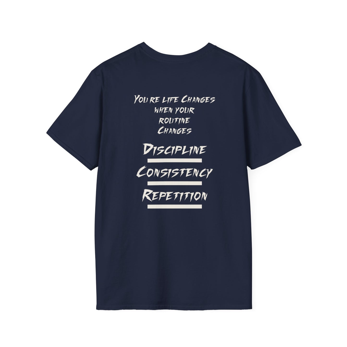 Motivational Routine T-Shirt — "Discipline Consistency Repetition"