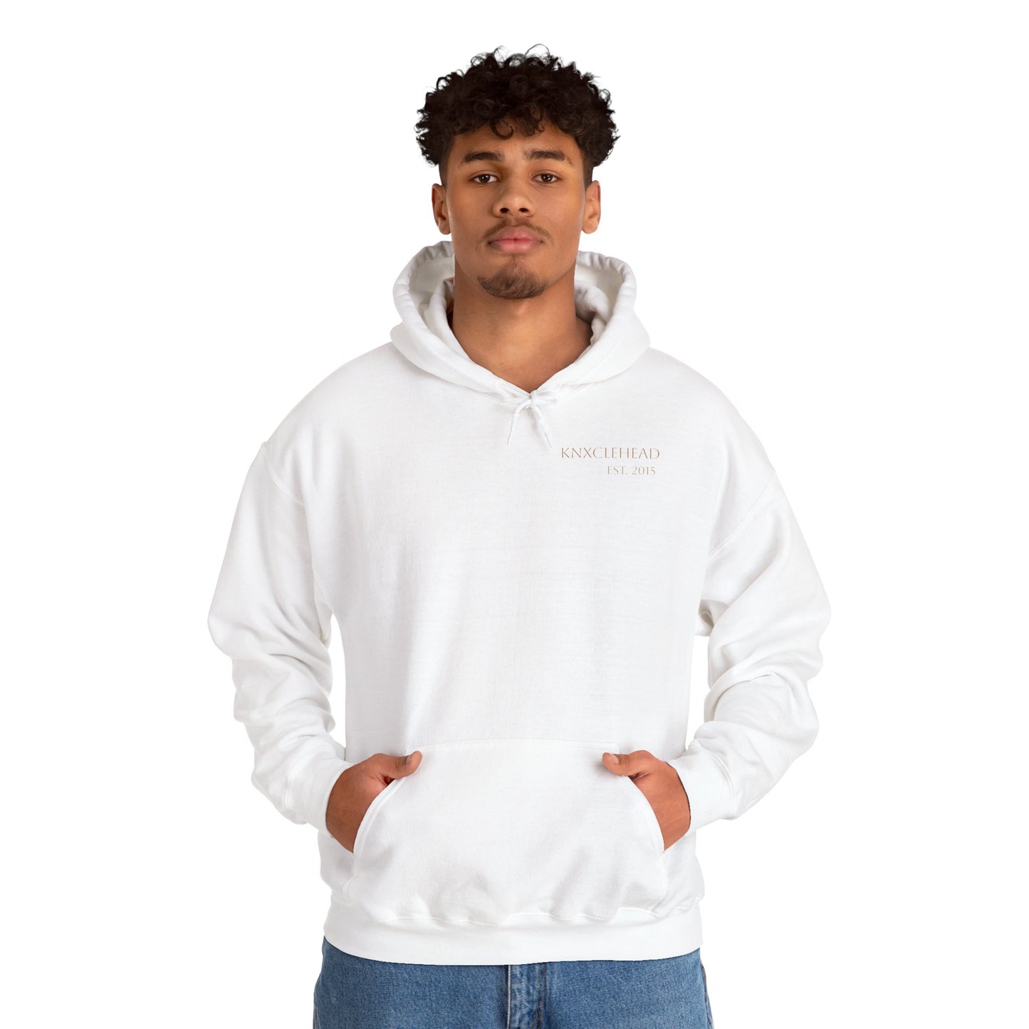 Hoodie — Minimal 'KNXCLEHEAD' Lightweight White Pullover