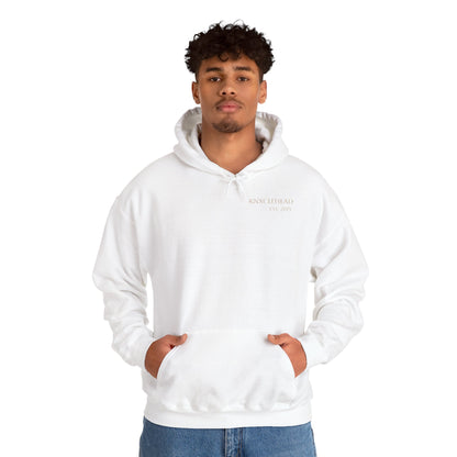 Hoodie — Minimal 'KNXCLEHEAD' Lightweight White Pullover