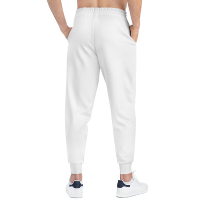 Athletic Joggers — White Side Script Logo Sweatpants