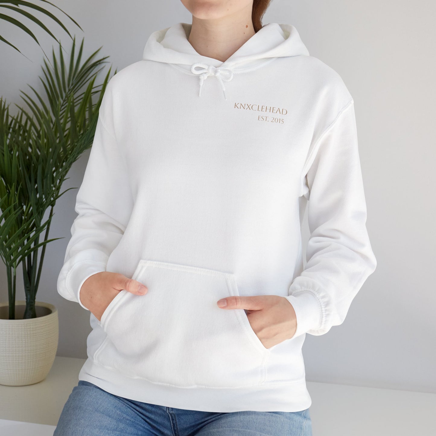 Hoodie — Minimal 'KNXCLEHEAD' Lightweight White Pullover
