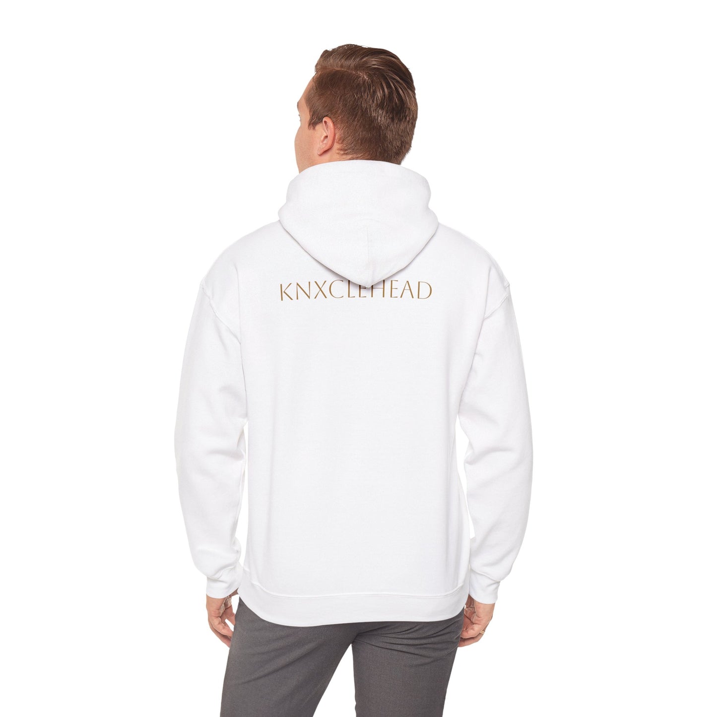 Hoodie — Minimal 'KNXCLEHEAD' Lightweight White Pullover