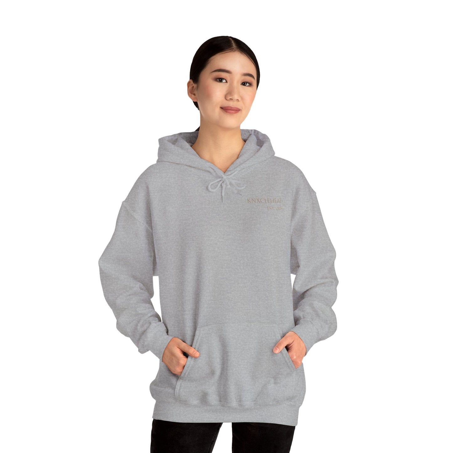 Hoodie — Minimal 'KNXCLEHEAD' Lightweight White Pullover