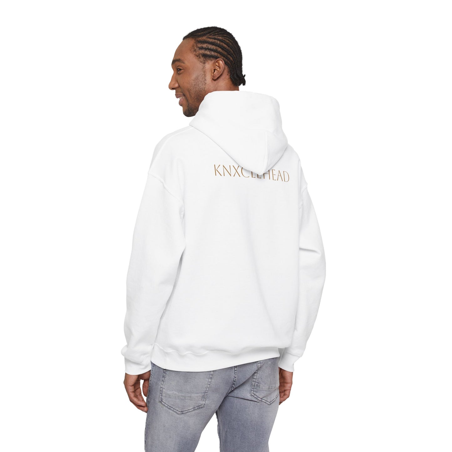 Hoodie — Minimal 'KNXCLEHEAD' Lightweight White Pullover