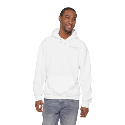 Hoodie — Minimal 'KNXCLEHEAD' Lightweight White Pullover